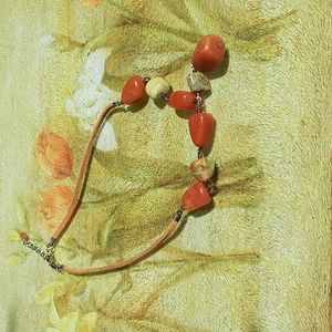 Natural carnelian and turquoise necklace